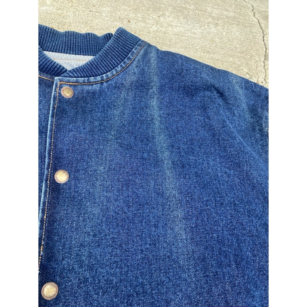 Vintage Diner Jean Jacket Mens Large L Blue Denim Varsity Cotton USA Made 90s - Picture 5 of 13